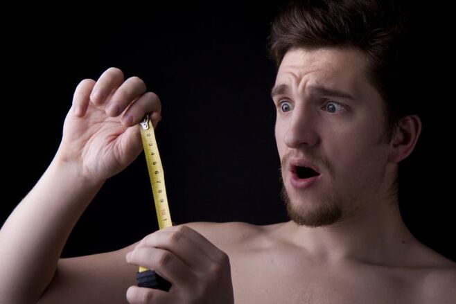 The man measured the member before his increase