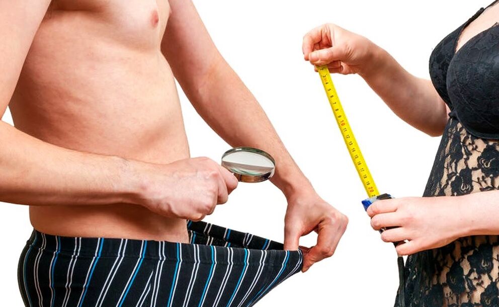 A man and a woman evaluate the result of penis enlargement surgery.